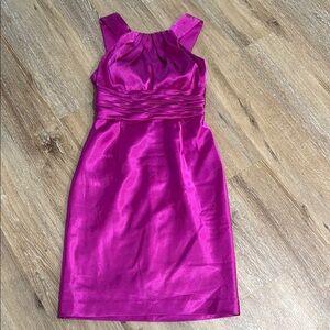 ADRIANNA  PAPELL SZ 8 Pink Ruched Sleeveless Mid Dress